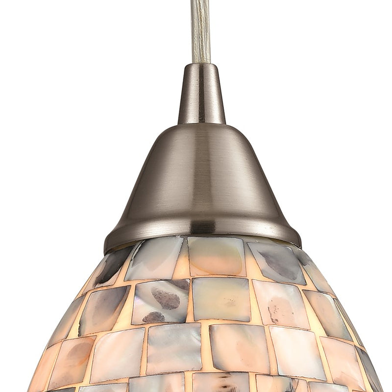 Atlas Lighting Capri 5in 1-Light Pendant | Transitional Gray Shell and Satin Nickel Metal | Kitchen Island & Dining Room | Model CL11553-NA