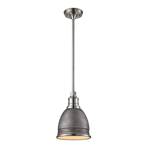 Atlas Lighting Carolton 8'' Wide 1Lt Mini Pendant, Nickel/Gray