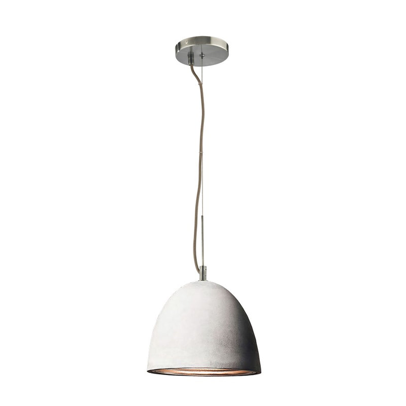 Atlas Lighting Castle 8in 1-Light Pendant | Modern Polished Concrete and Chrome Metal Shade | Kitchen Island & Dining Room | Model CL11557-GY