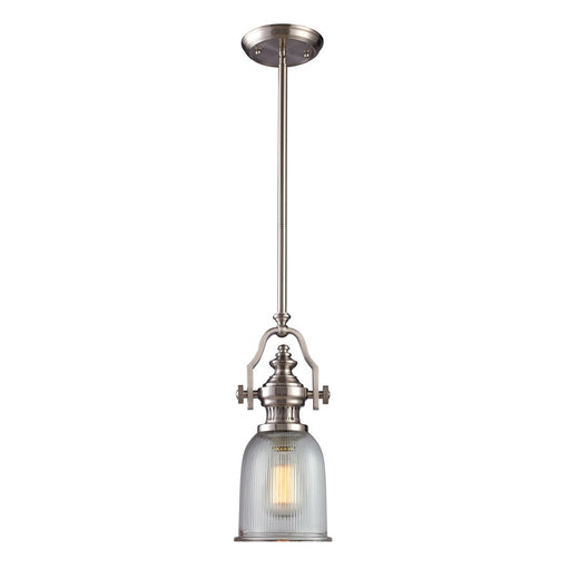 Atlas Lighting Chadwick 7''W 1Lt Mini Pendant, Satin Nickel/Clear