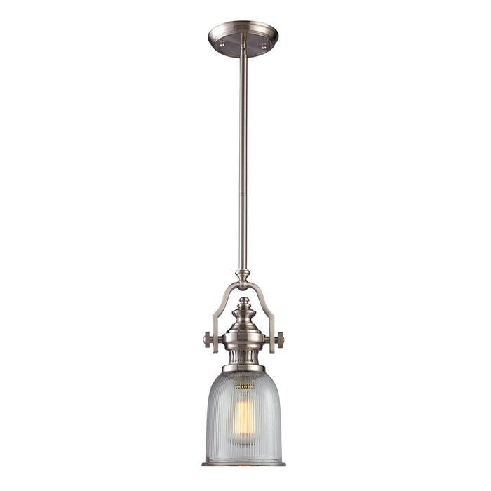 Atlas Lighting Chadwick 7''W 1Lt Mini Pendant, Satin Nickel/Clear