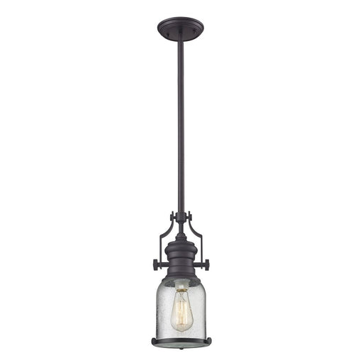 Atlas Lighting Chadwick 8'' Wide 1Lt Mini Pendant, Bronze/Clear