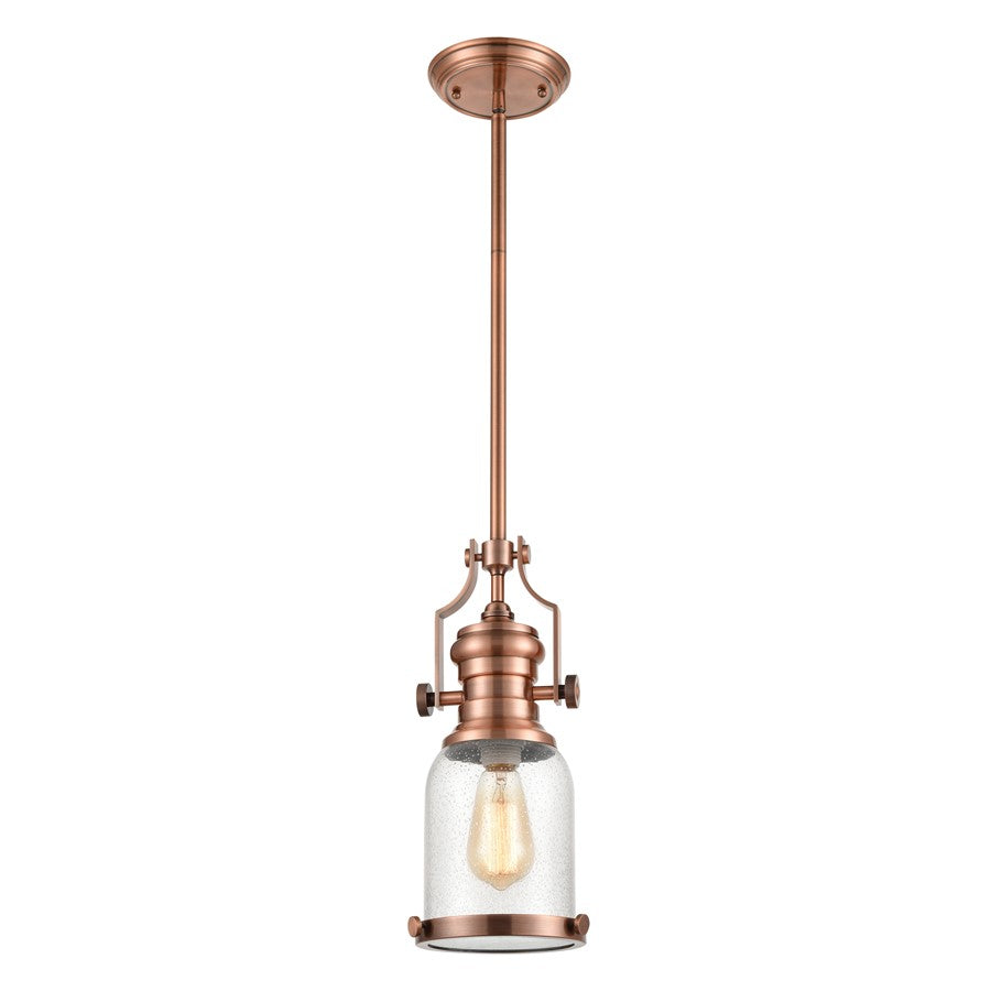 Atlas Lighting Chadwick 8'' Wide 1Lt Mini Pendant, Copper/Clear