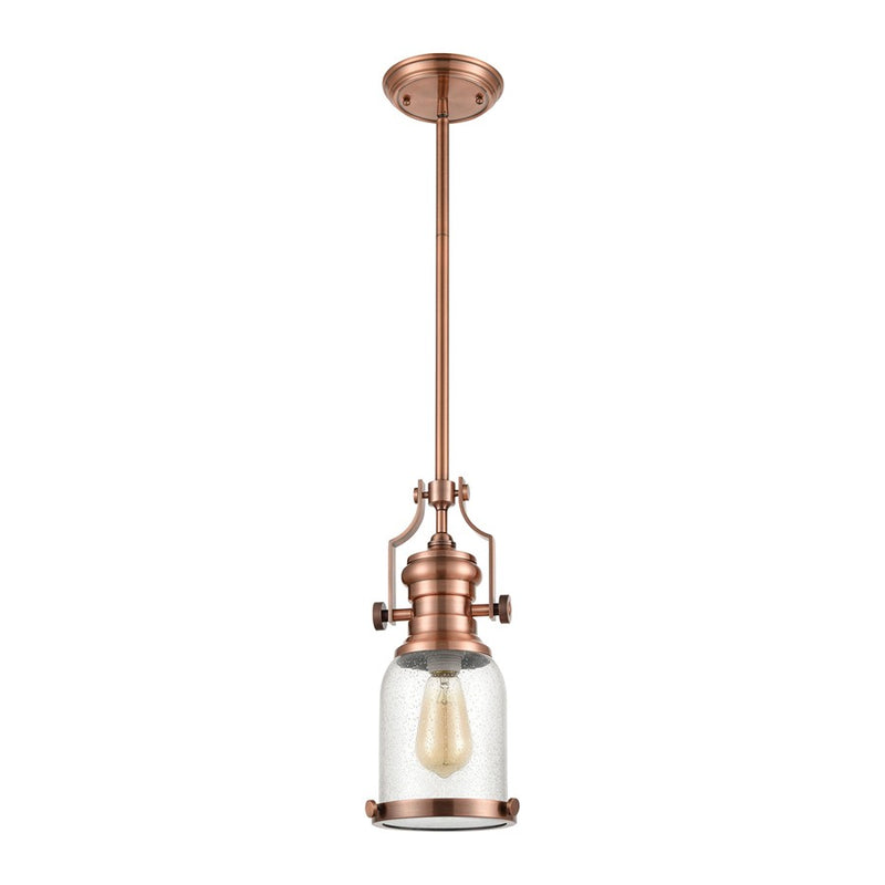 Atlas Lighting Chadwick 8in 1-Light Mini Pendant | Transitional Copper and Clear Seeded Glass | Kitchen Island & Dining Room | Model CL11560-CO2