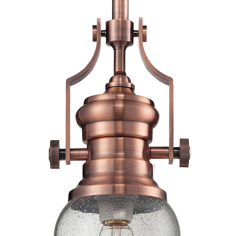 Atlas Lighting Chadwick 8in 1-Light Mini Pendant | Transitional Copper and Clear Seeded Glass | Kitchen Island & Dining Room | Model CL11560-CO2