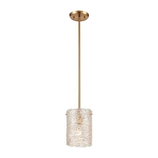 Atlas Lighting Chiseled Ice 7'' Wide 1Lt Mini Pendant, Brass/Clear