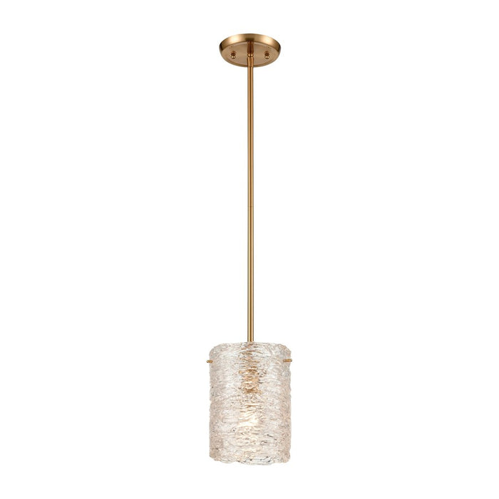 Atlas Lighting Chiseled Ice 7'' Wide 1Lt Mini Pendant, Brass/Clear