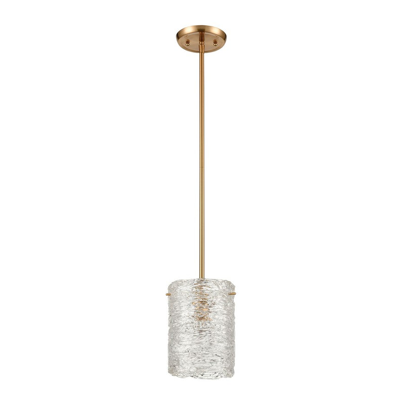 Atlas Lighting Chiseled Ice 7'' Wide 1Lt Mini Pendant, Brass/Clear