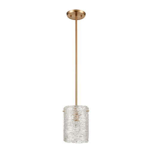 Atlas Lighting Chiseled Ice 7'' Wide 1Lt Mini Pendant, Brass/Clear
