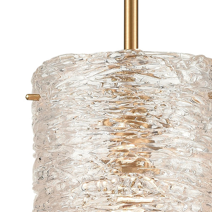 Atlas Lighting Chiseled Ice 7'' Wide 1Lt Mini Pendant, Brass/Clear