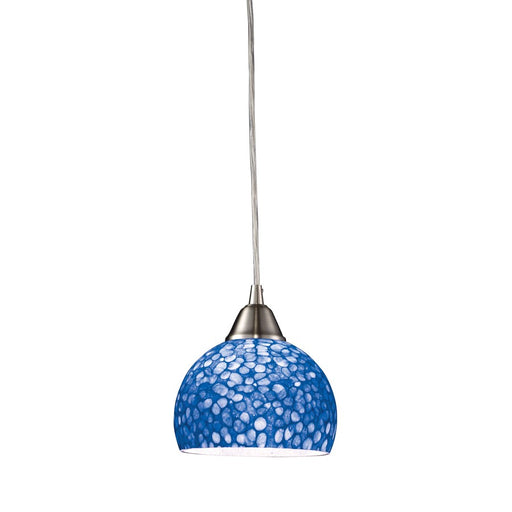 Atlas Lighting Cira 6'' Wide 1Lt Pendant, Satin Nickel/Blue