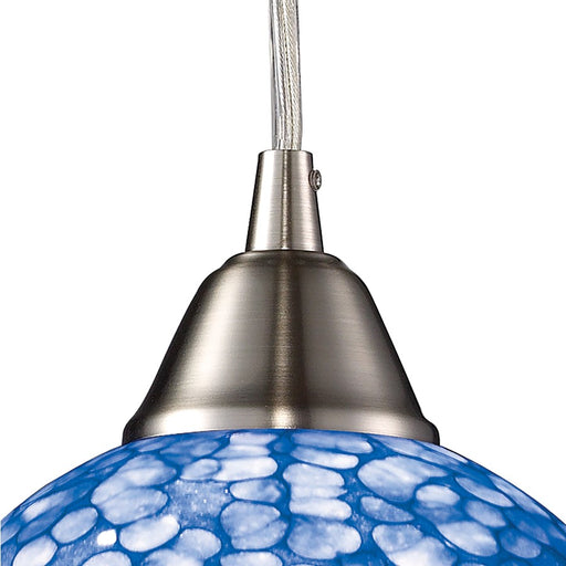 Atlas Lighting Cira 6'' Wide 1Lt Pendant, Satin Nickel/Blue