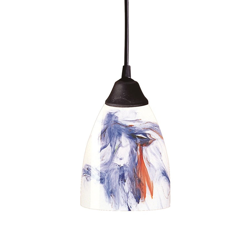 Atlas Lighting Classico 5in 1-Light Pendant | White Glass and Dark Rust Metal | Kitchen Island & Dining Room | 5 x 5 x 7 in | Model CL11565-WH3