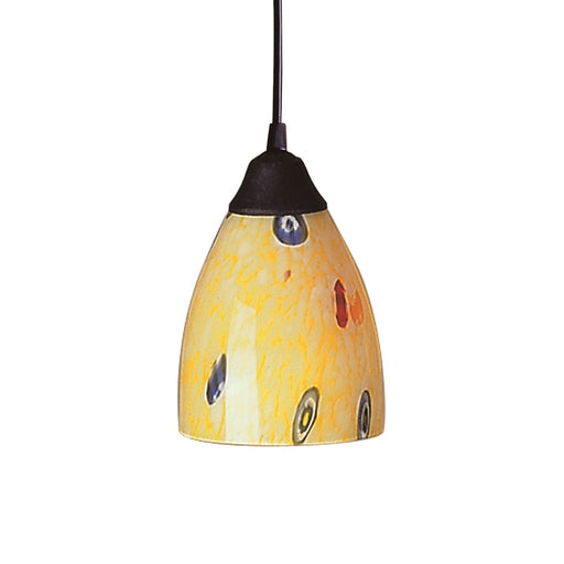 Atlas Lighting Classico 5''W 1Lt Pendant, Dark Rust/Yellow Blaze