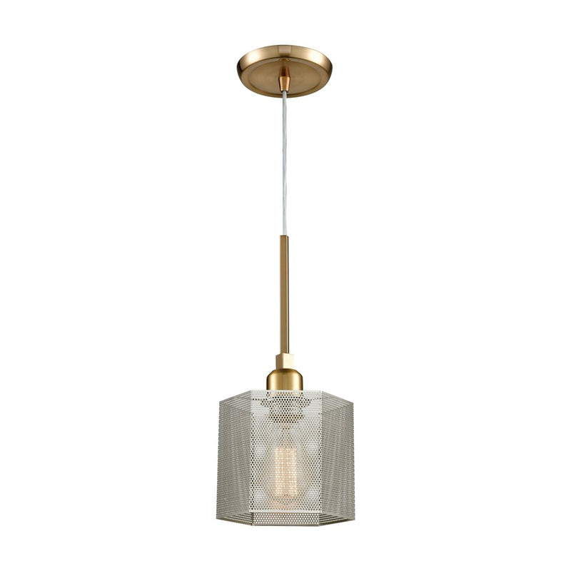 Atlas Lighting Compartir 6in 1-Light Mini Pendant | Satin Brass and Polished Nickel Metal | Kitchen Island & Dining Room | Model CL11567-BS