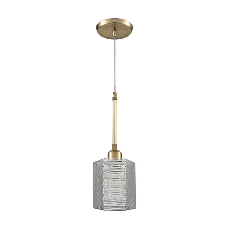 Atlas Lighting Compartir 6in 1-Light Mini Pendant | Satin Brass and Polished Nickel Metal | Kitchen Island & Dining Room | Model CL11567-BS