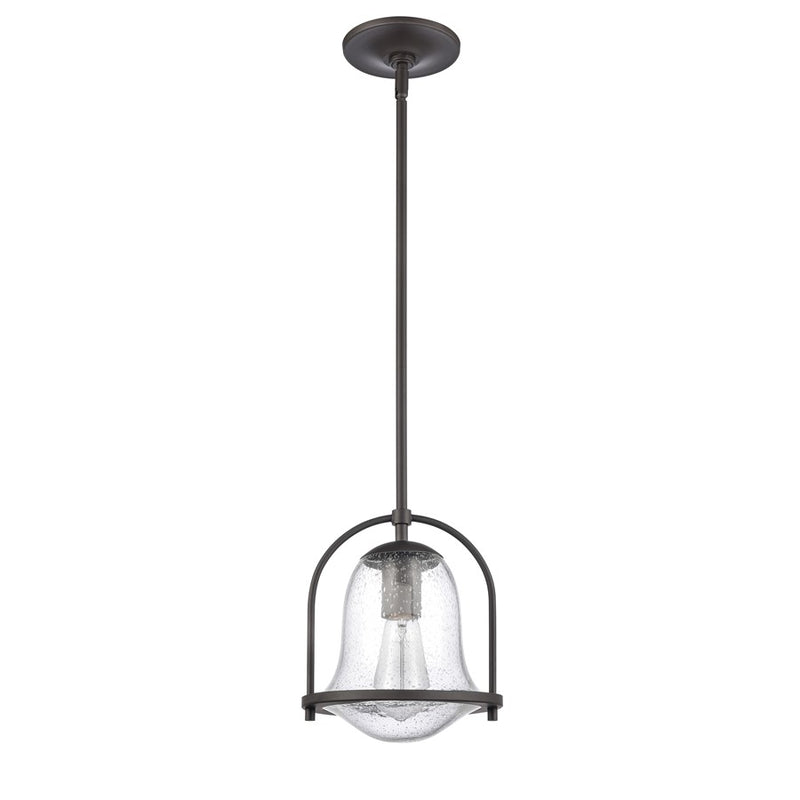 Atlas Lighting Connection 8in 1-Light Mini Pendant | Transitional Oil Rubbed Bronze and Clear Seeded Glass | Kitchen Island | Model CL11568-BZ