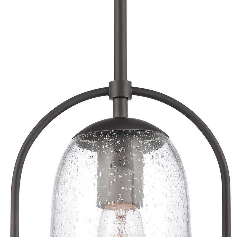 Atlas Lighting Connection 8in 1-Light Mini Pendant | Transitional Oil Rubbed Bronze and Clear Seeded Glass | Kitchen Island | Model CL11568-BZ