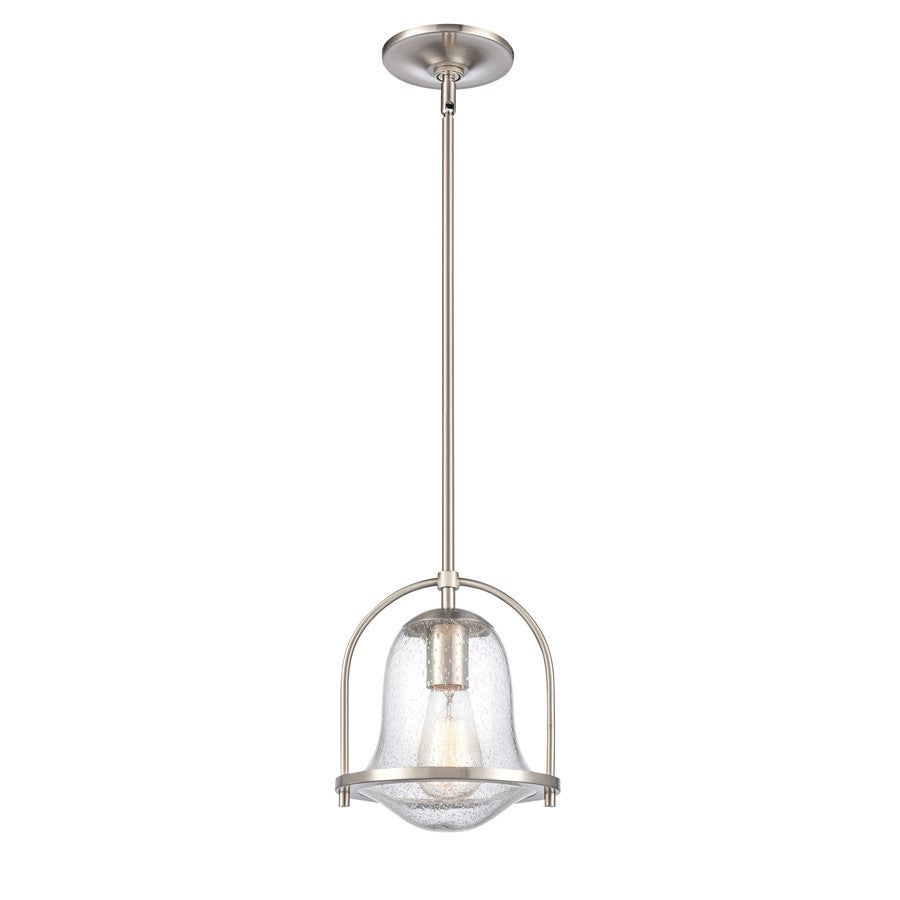 Atlas Lighting Connection 8'' Wide 1Lt Mini Pendant, Nickel/Clear