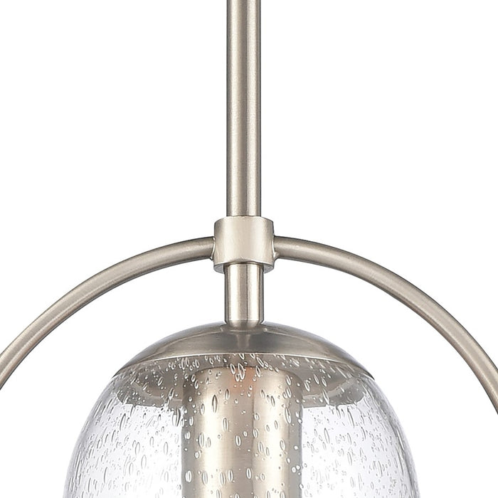 Atlas Lighting Connection 8'' Wide 1Lt Mini Pendant, Nickel/Clear
