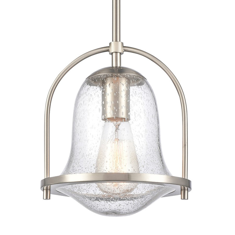 Atlas Lighting Connection 8'' Wide 1Lt Mini Pendant, Nickel/Clear