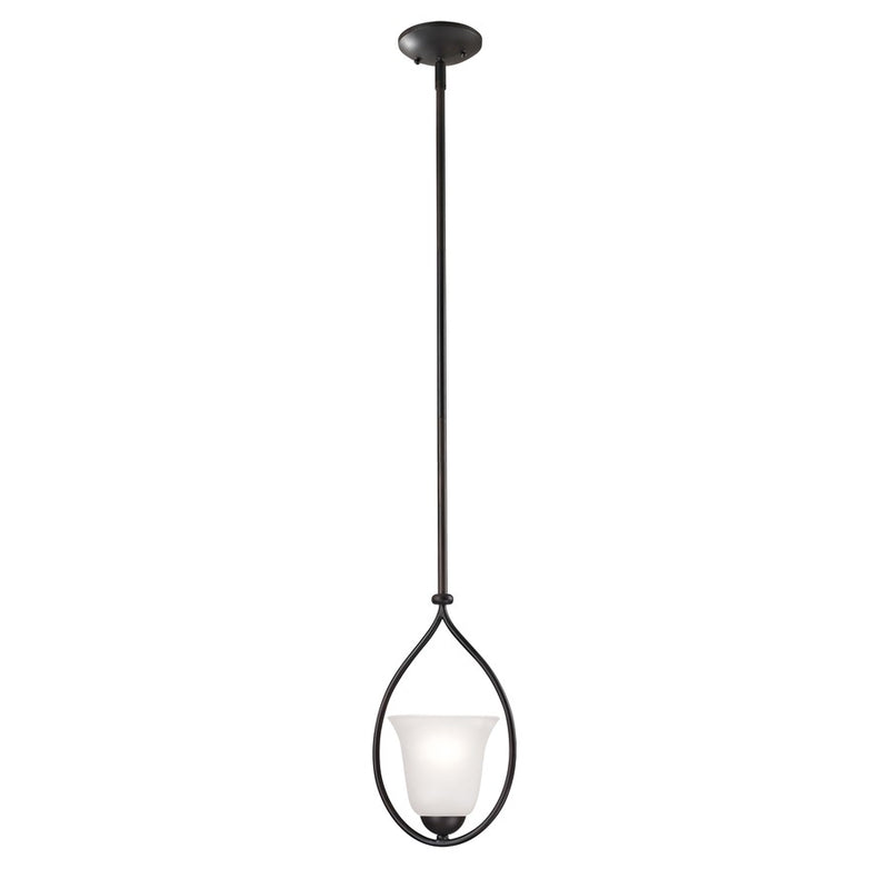 Atlas Lighting Conway 8in 1-Light Mini Pendant | Traditional Oil Rubbed Bronze and White Frosted Glass | Kitchen Island & Dining | Model CL11570-BZ