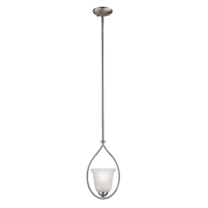 Atlas Lighting Conway 8''W 1Lt Mini Pendant, Brushed Nickel/White