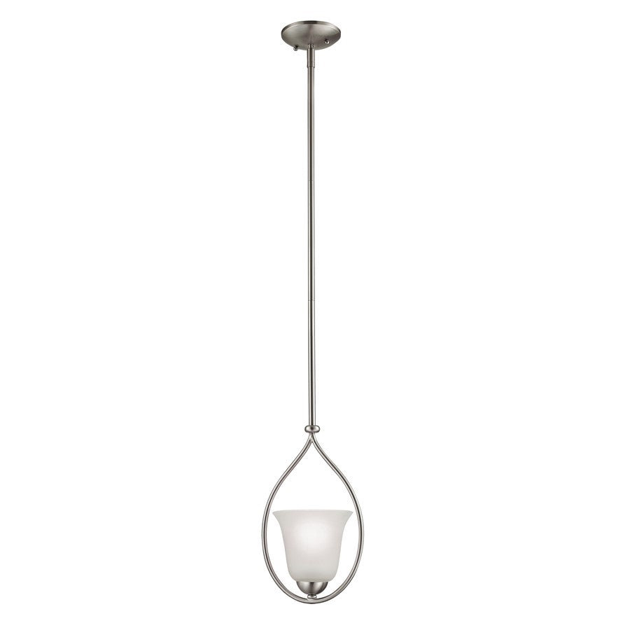 Atlas Lighting Conway 8''W 1Lt Mini Pendant, Brushed Nickel/White