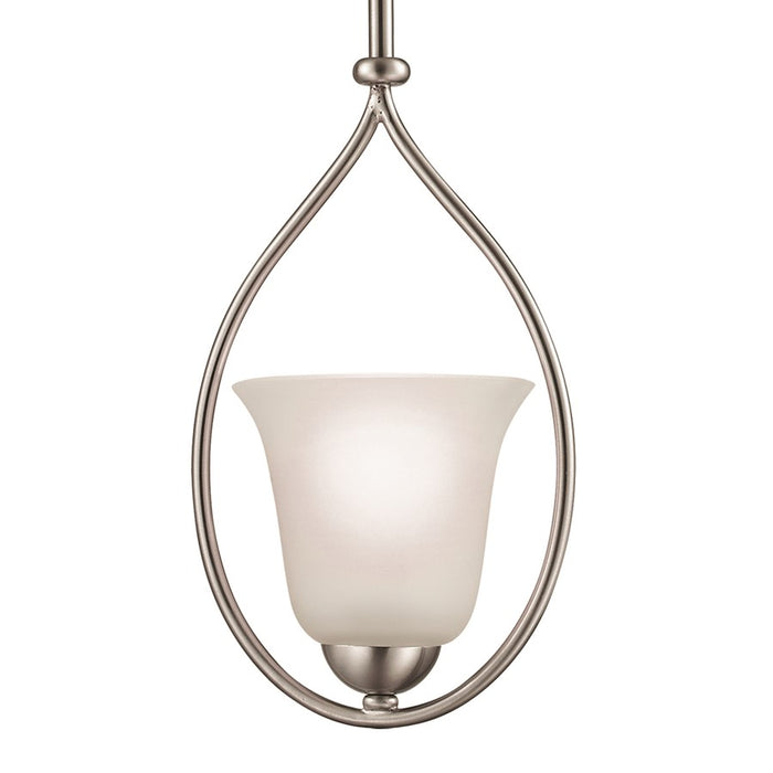 Atlas Lighting Conway 8''W 1Lt Mini Pendant, Brushed Nickel/White
