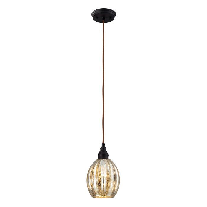 Atlas Lighting Danica 6'' Wide 1Lt Pendant, Oiled Bronze/Silver