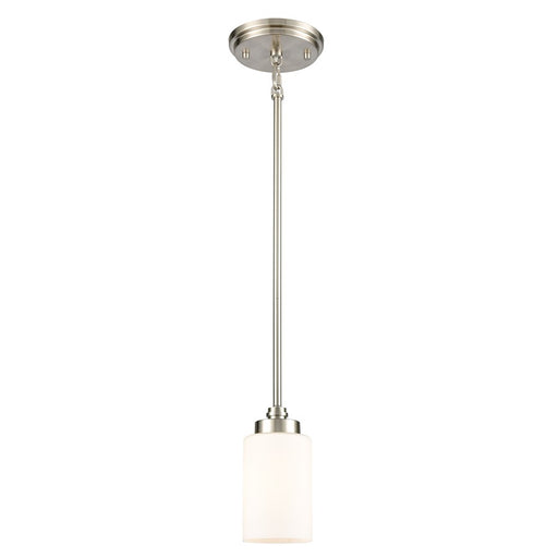 Atlas Lighting Dawson 4'' Wide 1Lt Mini Pendant, Satin Nickel/White
