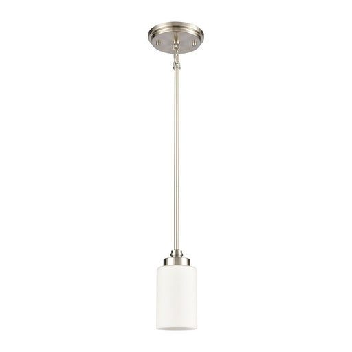 Atlas Lighting Dawson 4'' Wide 1Lt Mini Pendant, Satin Nickel/White