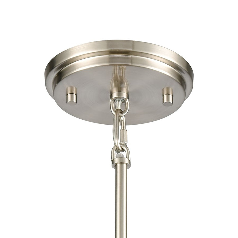 Atlas Lighting Dawson 4in 1-Light Mini Pendant | Transitional Satin Nickel and White Glass | Kitchen Island & Dining Room | Model CL11574-NK