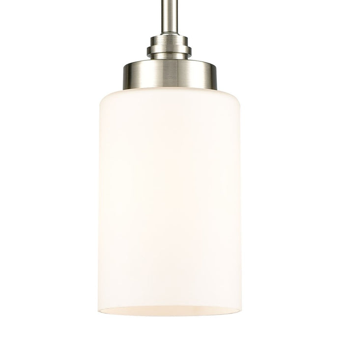 Atlas Lighting Dawson 4'' Wide 1Lt Mini Pendant, Satin Nickel/White