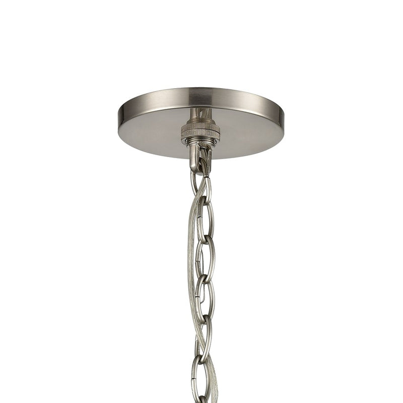 Atlas Lighting Ellipsa 7in 1-Light Mini Pendant | Satin Nickel and Blue Glass | Kitchen Island & Dining Room | 7 x 7 x 10 in | Model CL11578-BL