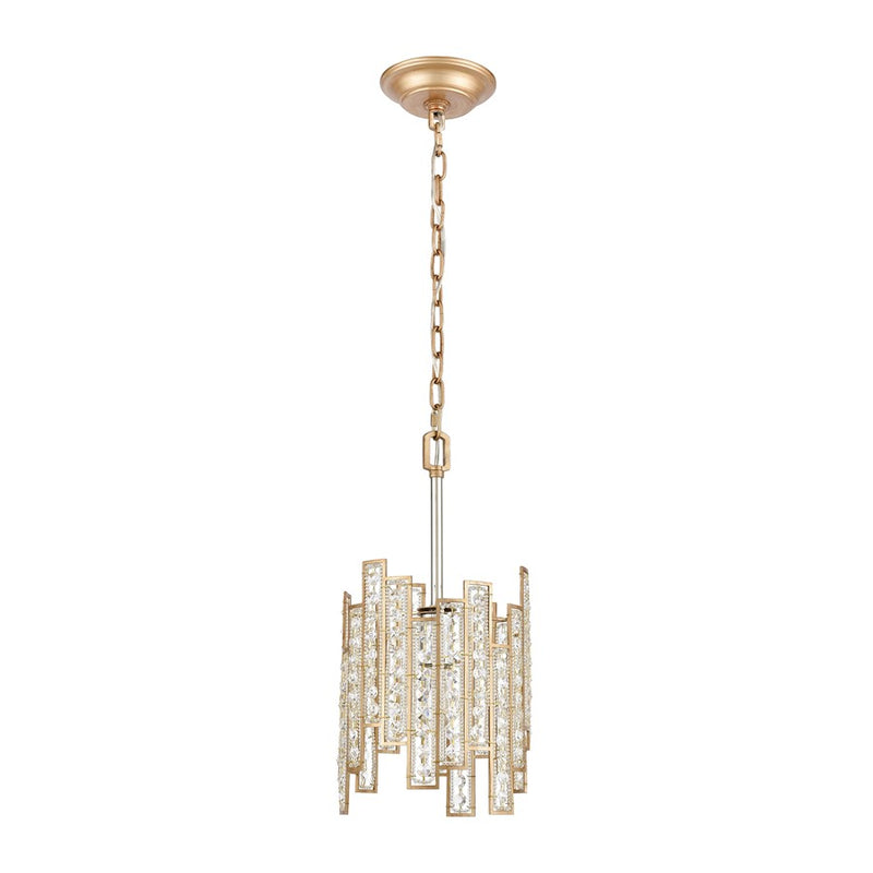 Atlas Lighting Equilibrium 8in 1-Light Mini Pendant | Matte Gold and Polished Chrome Metal | Kitchen Island & Dining Room | Model CL11580-GD