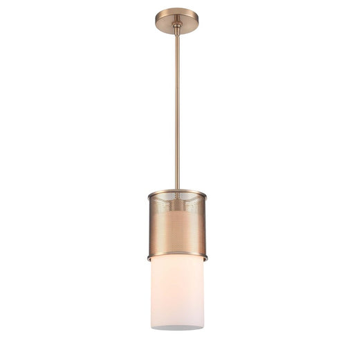Atlas Lighting Esteem 6'' Wide 1Lt Mini Pendant, Aged Brass/White