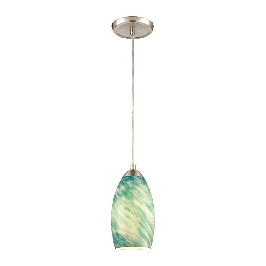 Atlas Lighting Evening Sky 5''W 1Lt Mini Pendant, Nickel/Blue Cloud