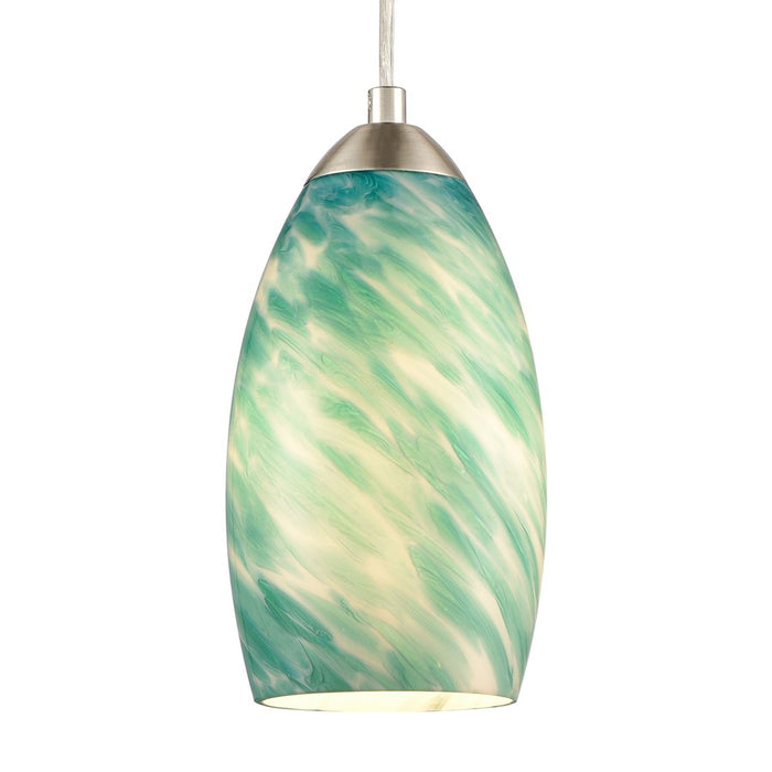 Atlas Lighting Evening Sky 5''W 1Lt Mini Pendant, Nickel/Blue Cloud