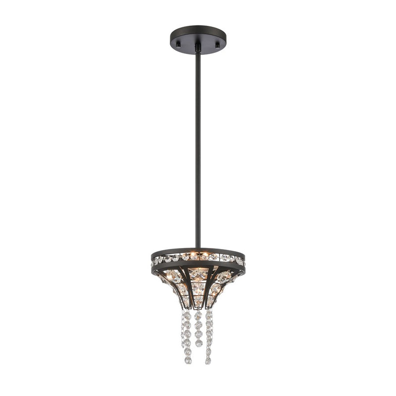 Atlas Lighting Fantania 8''W 2Lt Mini Pendant, Matte Black/Clear