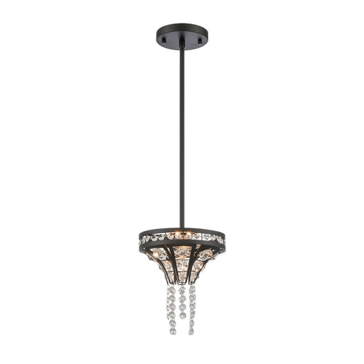 Atlas Lighting Fantania 8''W 2Lt Mini Pendant, Matte Black/Clear