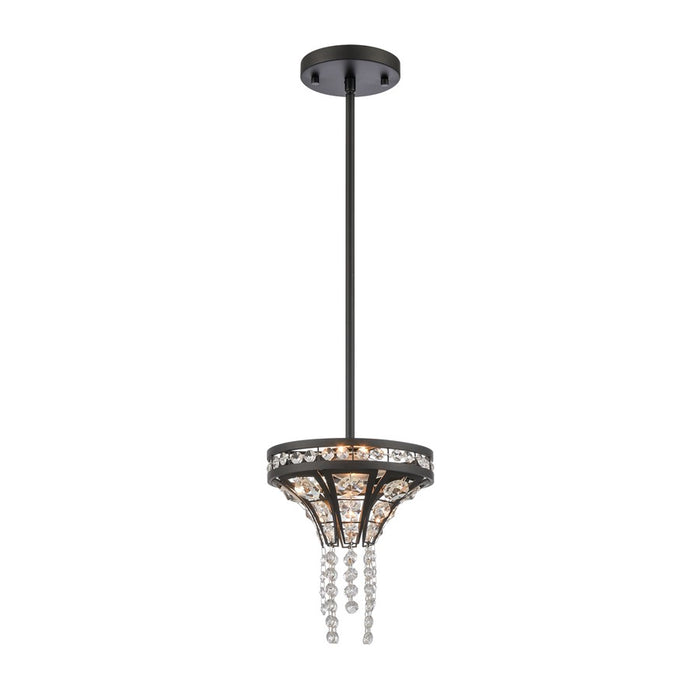 Atlas Lighting Fantania 8''W 2Lt Mini Pendant, Matte Black/Clear