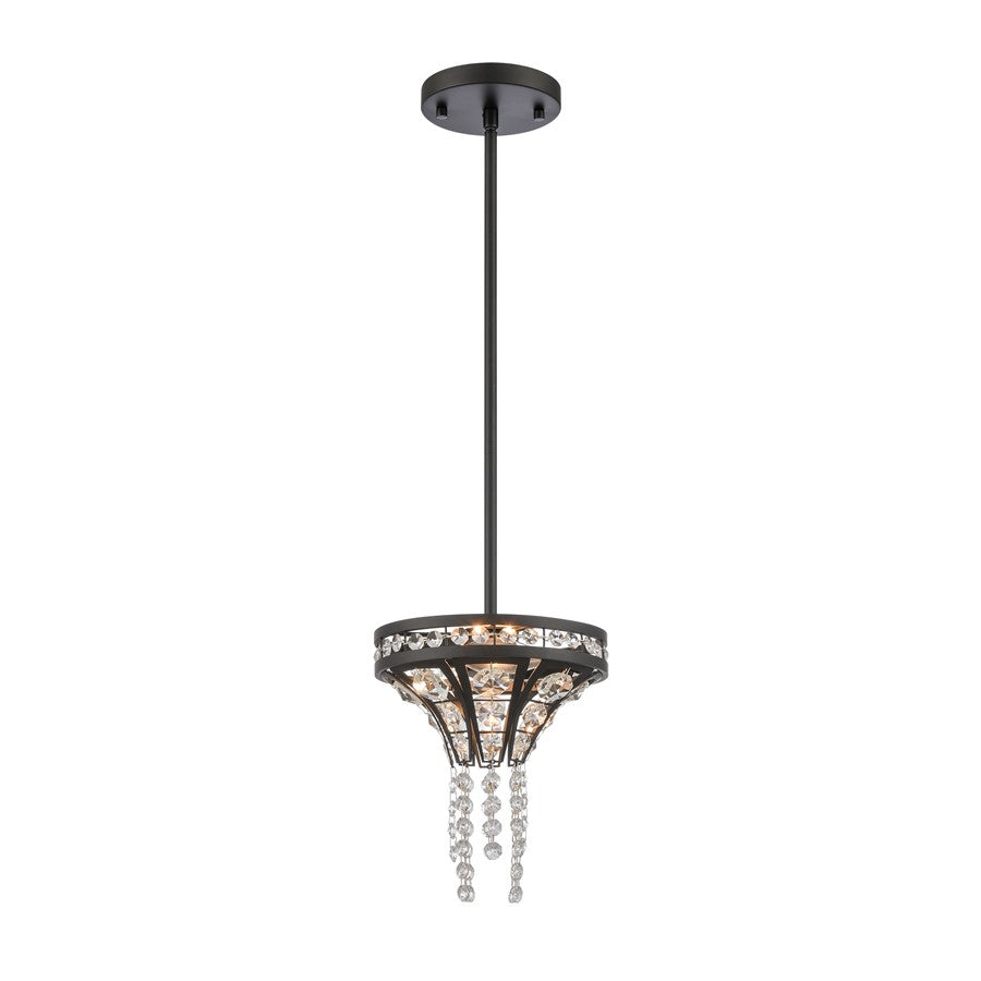 Atlas Lighting Fantania 8''W 2Lt Mini Pendant, Matte Black/Clear