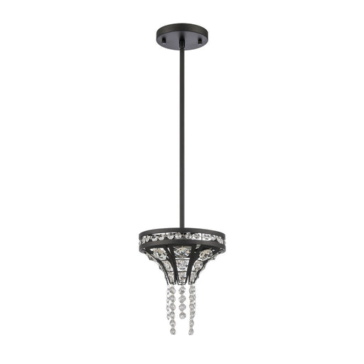 Atlas Lighting Fantania 8''W 2Lt Mini Pendant, Matte Black/Clear