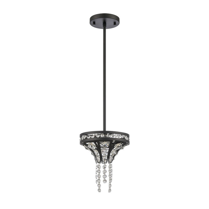 Atlas Lighting Fantania 8''W 2Lt Mini Pendant, Matte Black/Clear