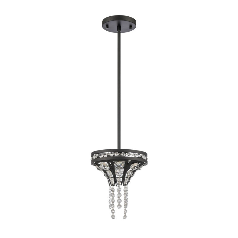 Atlas Lighting Fantania 8in 2-Light Mini Pendant | Traditional Matte Black and Clear Crystal | Kitchen Island & Dining Room | Model CL11584-BK