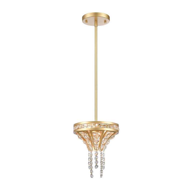 Atlas Lighting Fantania 8in 2-Light Mini Pendant | Traditional Gold and Clear Crystal | Kitchen Island & Dining Room | 8 x 8 x 9 in | Model CL11584-GD