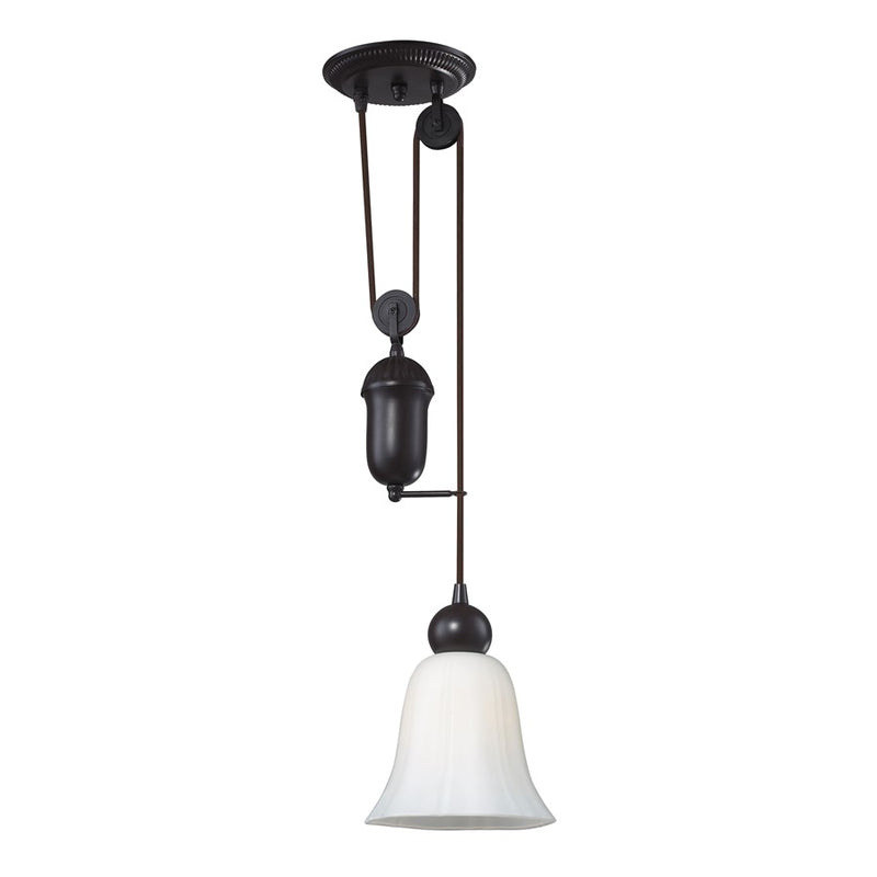 Atlas Lighting Farmhouse 7in 1-Light Mini Pendant | Transitional Oil Rubbed Bronze and White Glass | Kitchen Island & Dining Room | Model CL11585-BZ