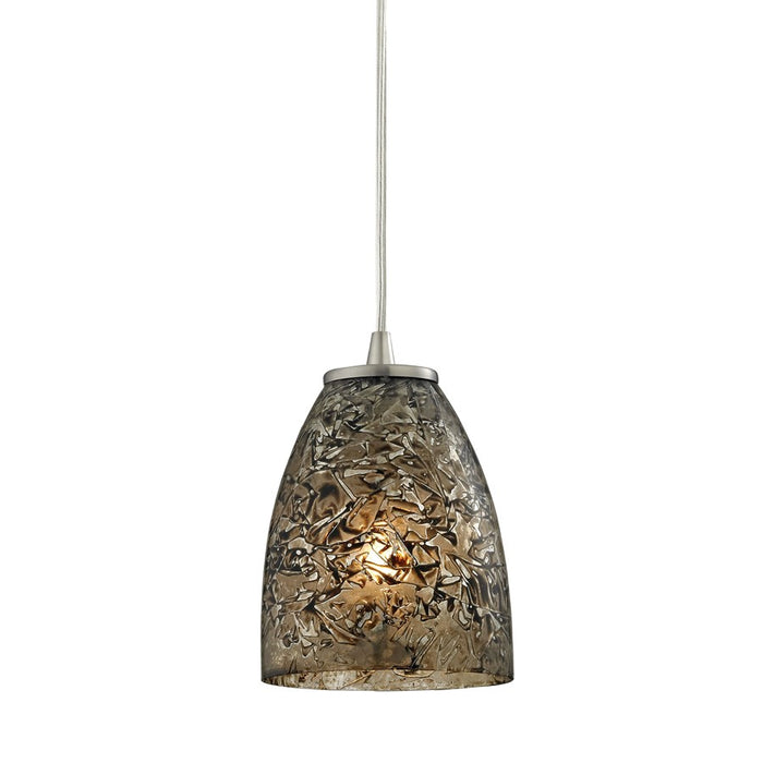 Atlas Lighting Fissure 5'' Wide 1Lt Pendant, Satin Nickel/Gray