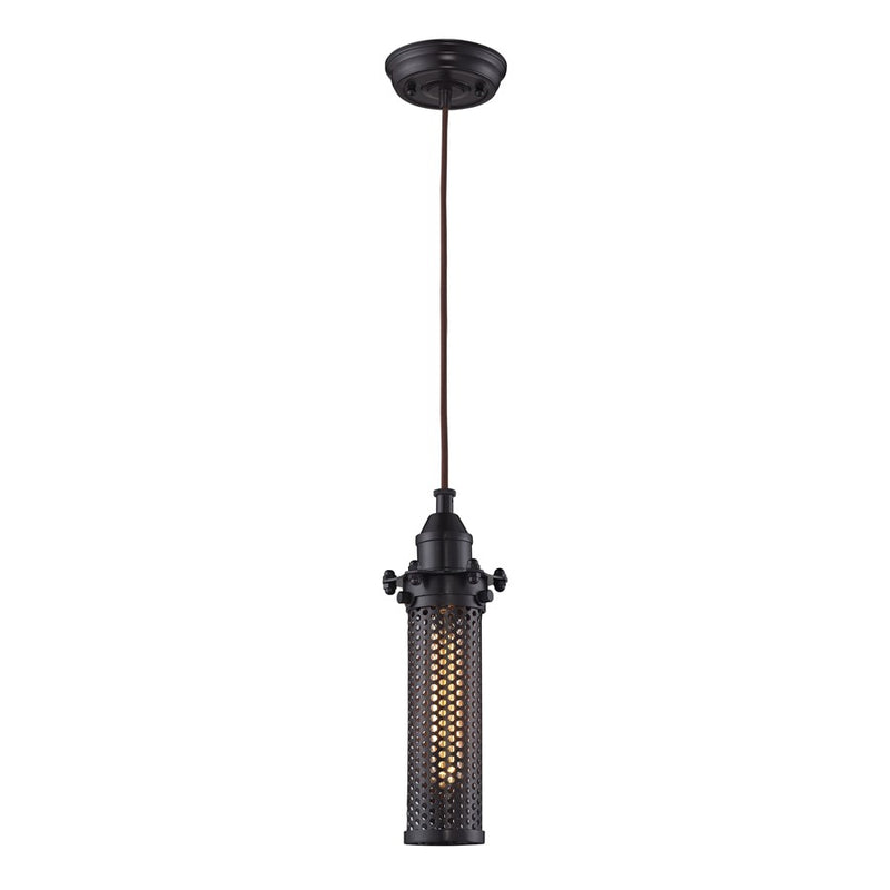 Atlas Lighting Fulton 4in 1-Light Pendant | Transitional Oil Rubbed Bronze Metal | Kitchen Island & Dining Room | 4 x 4 x 11 in | Model CL11590-BZ1